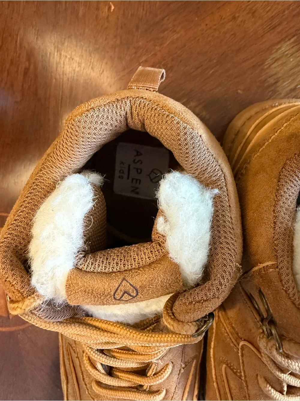 Aspen Kids Tan Suede Winter Boot with Fleece Lining